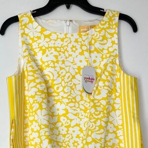 Trina Turk Brynne 3 Shift Dress Desert Sun Yellow & White Poolside Gossip 4 New!